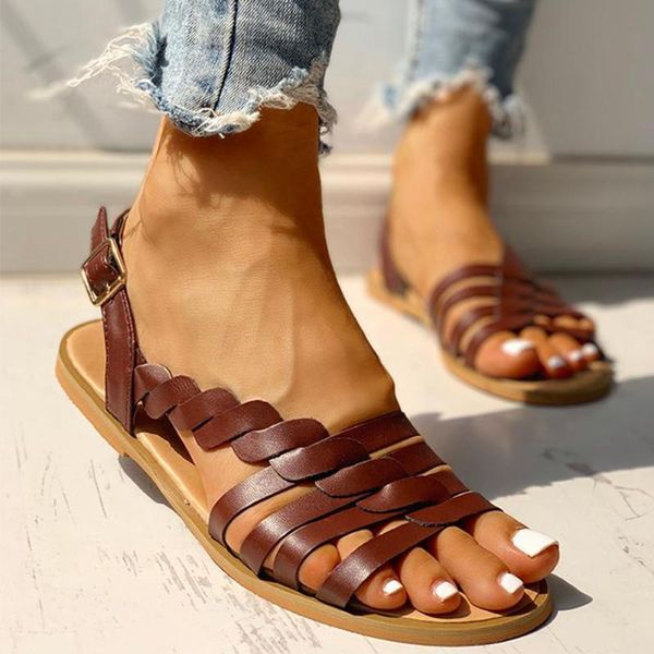 2021 women's office sandals gladiator casual flat beach vacation summer shoes woman sandals big size 43, Black 
2021 women's office sandals gladiator casual flat beach vacation summer shoes woman sandals big size 43, Black