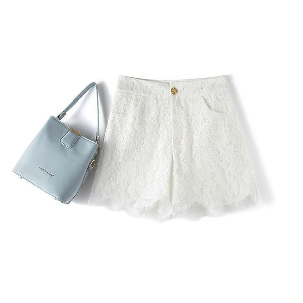 women's shorts lace summer wear loose 2021 high waist a- line slimming casual wide leg pants, White;black
women's shorts lace summer wear loose 2021 high waist a- line slimming casual wide leg pants, White;black