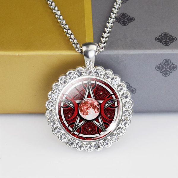 pendant necklaces triple moon goddess necklace wiccan picture cabochon glass religious jewelry gift, Silver
pendant necklaces triple moon goddess necklace wiccan picture cabochon glass religious jewelry gift, Silver
