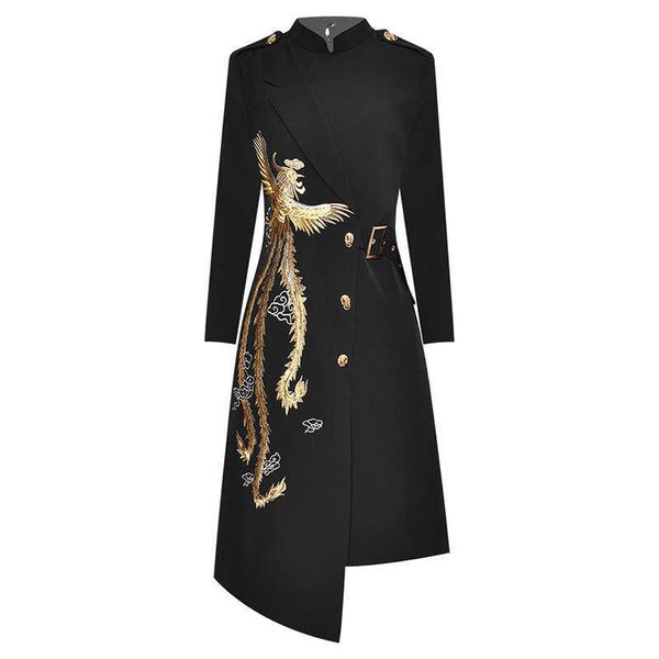 est fashion runway dress women's long sleeve embroidery belted asymmetrical 210526, Black;gray
est fashion runway dress women's long sleeve embroidery belted asymmetrical 210526, Black;gray