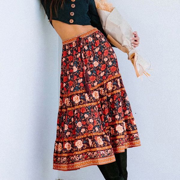 2021 new midi for women beach wear brown floral print autumn spring gypsy drawstring waist a-line skirt falda xdp4, Black
2021 new midi for women beach wear brown floral print autumn spring gypsy drawstring waist a-line skirt falda xdp4, Black
