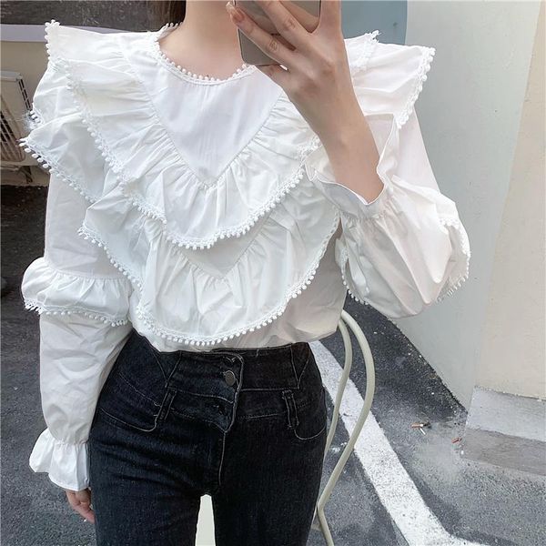 women's blouses & shirts korean fashion cute ladies spring autumn casual long sleeve white ruffle blouse women blusen damen
women's blouses & shirts korean fashion cute ladies spring autumn casual long sleeve white ruffle blouse women blusen damen