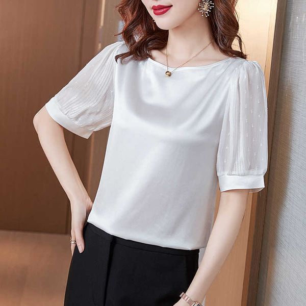 summer korean fashion silk t-shirts for women vintage satin mesh short sleeves plus size xxxl office lady shirts 210531, White
summer korean fashion silk t-shirts for women vintage satin mesh short sleeves plus size xxxl office lady shirts 210531, White