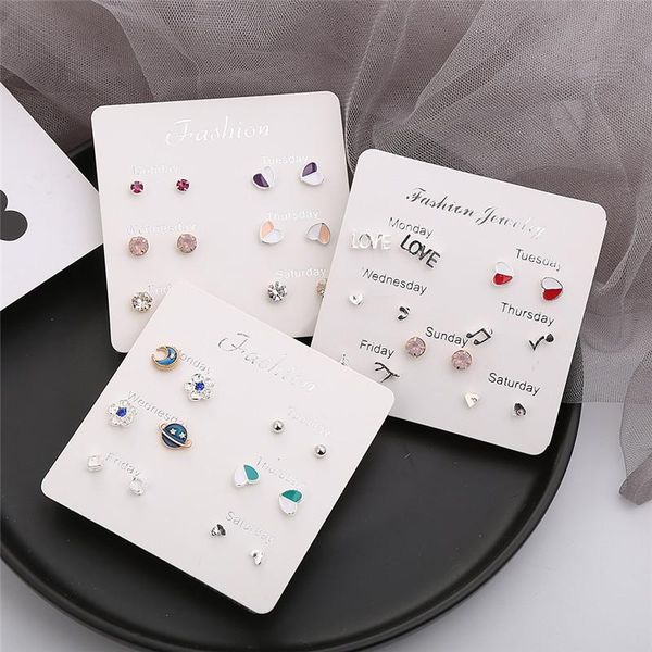 stud 6 pairs/set, 2021 statement earrings for women fashion heart crystal silver color earring one week gifts, Golden;silver
stud 6 pairs/set, 2021 statement earrings for women fashion heart crystal silver color earring one week gifts, Golden;silver
