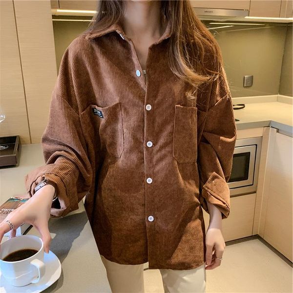 women's t-shirt corduroy jacket women 2021 vintage hong kong student loose pocket shirt tide, White
women's t-shirt corduroy jacket women 2021 vintage hong kong student loose pocket shirt tide, White
