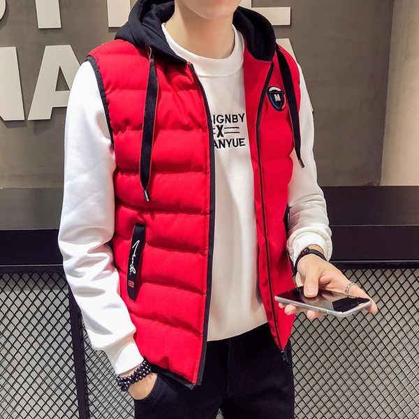 men's vests 2021 fashion red winter vest men hooded windbreaker down cotton slim coat warm gilet casual sleeveless jacket, Black;white
men's vests 2021 fashion red winter vest men hooded windbreaker down cotton slim coat warm gilet casual sleeveless jacket, Black;white