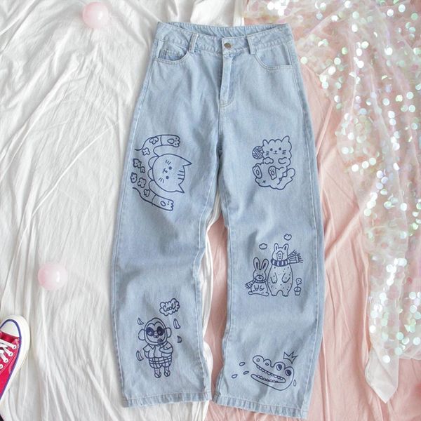 harajuku fashion cotton women denim jeans high waist curled denim straight pants sweet cute puppy embroidery girl denim trousers, Black;white
harajuku fashion cotton women denim jeans high waist curled denim straight pants sweet cute puppy embroidery girl denim trousers, Black;white
