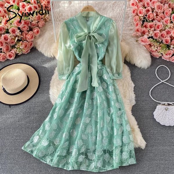 casual dresses syiwidii vintage green lace for women fall 2021 fashion elegant v neck puff sleeve bow up a line party midi dress, Black;gray
casual dresses syiwidii vintage green lace for women fall 2021 fashion elegant v neck puff sleeve bow up a line party midi dress, Black;gray