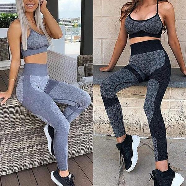 seamless fitness set women workout clothing slim leggings female legging padded push up strappy bra suits, Gray
seamless fitness set women workout clothing slim leggings female legging padded push up strappy bra suits, Gray