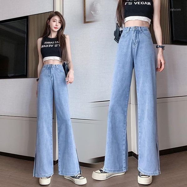 women's jeans loose wide leg women side split all-match trend retro ins high waist straight elasticity spring trousers mujer casual, Blue
women's jeans loose wide leg women side split all-match trend retro ins high waist straight elasticity spring trousers mujer casual, Blue