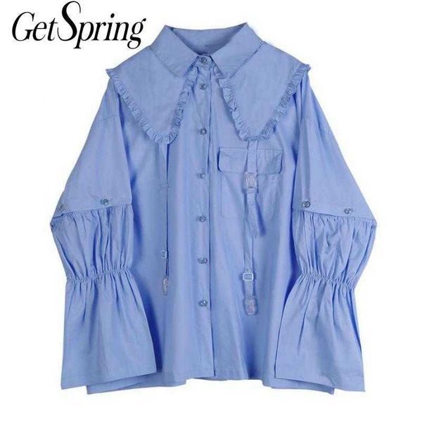getspring women blouse flare sleeve detachable cotton woman blouses shirts long all match casual 210601, White
getspring women blouse flare sleeve detachable cotton woman blouses shirts long all match casual 210601, White