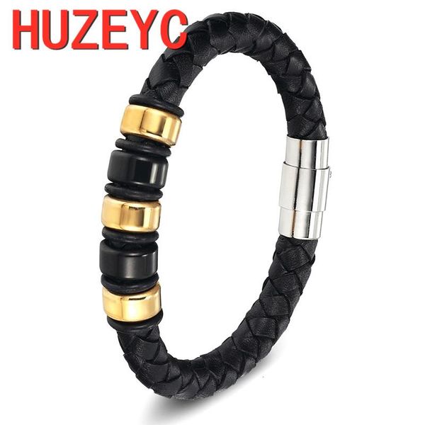 charm bracelets trend stainless steel leather cord bracelet punk beads genuine men's jewelry magnetic clasp bangle for men cool gifts, Golden;silver
charm bracelets trend stainless steel leather cord bracelet punk beads genuine men's jewelry magnetic clasp bangle for men cool gifts, Golden;silver