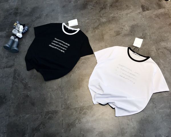 t shirt 21 summer brand big w multi row drill contrast neckline thread loose and comfortable, White
t shirt 21 summer brand big w multi row drill contrast neckline thread loose and comfortable, White