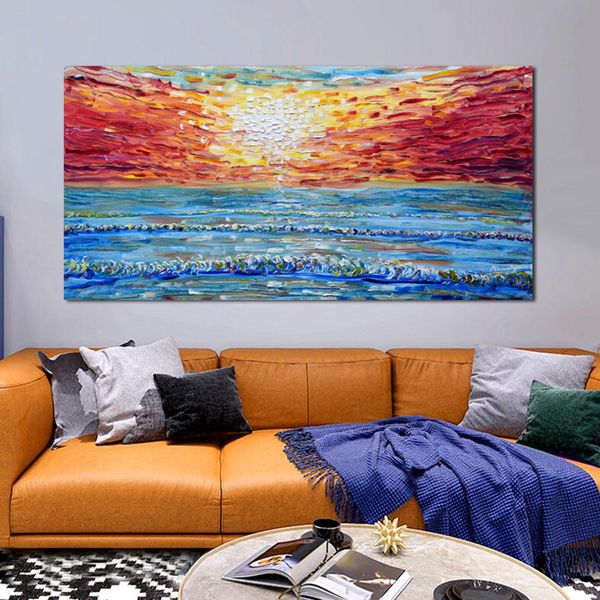 sea sunset sky posters and prints knife painting on canvas landscape picture wall for living room modern home decor
sea sunset sky posters and prints knife painting on canvas landscape picture wall for living room modern home decor