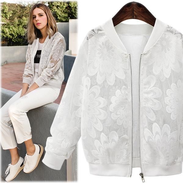 women's jackets lace sleeve women basic coats long patchwork transparent zipper casual slim jacket coat bomber outwear 0325, Black;brown
women's jackets lace sleeve women basic coats long patchwork transparent zipper casual slim jacket coat bomber outwear 0325, Black;brown