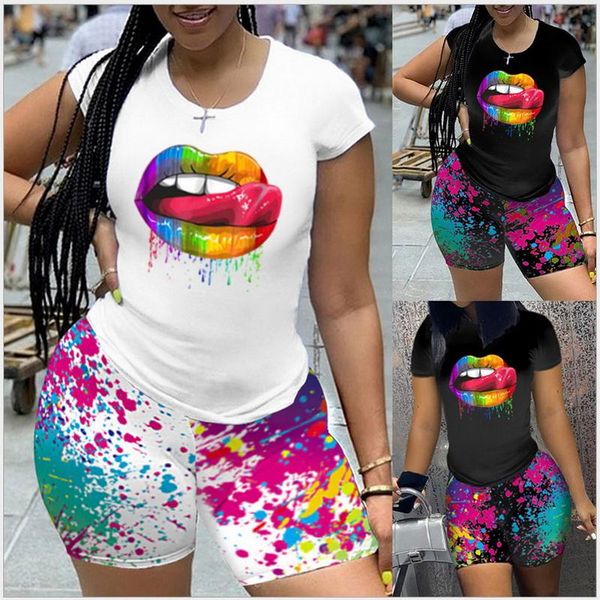women's tracksuits 2021 summer womens oversize casual splash ink lip print two pieces shorts suit set ladies plus size short sleeve t-s, Gray
women's tracksuits 2021 summer womens oversize casual splash ink lip print two pieces shorts suit set ladies plus size short sleeve t-s, Gray