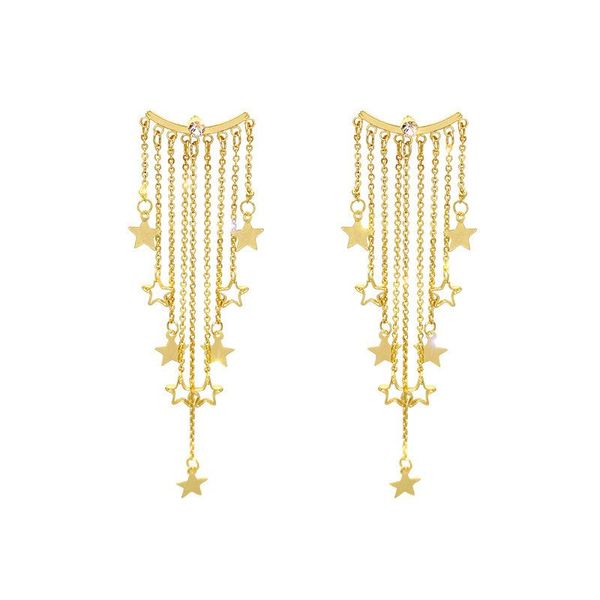 exaggerated temperament star tassel earrings rear dangle earring european american women fashion, Silver 
exaggerated temperament star tassel earrings rear dangle earring european american women fashion, Silver