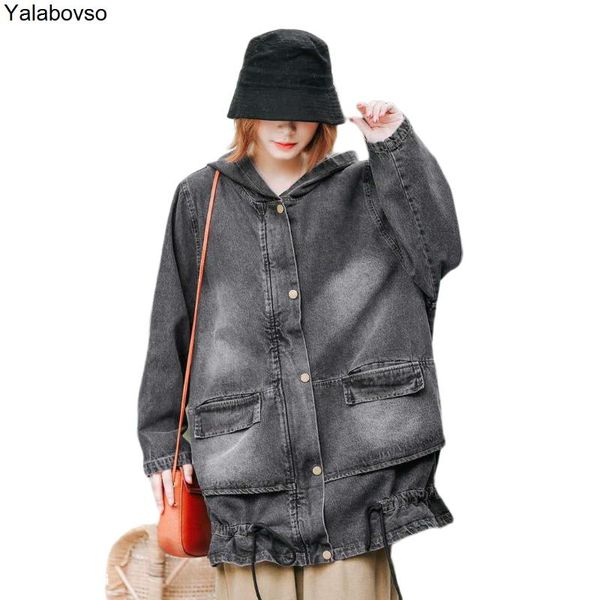 women's jackets loose medium and long denim coat korean version 2021 autumn large pocket fashion bf style thin jacket with hat, Black;brown
women's jackets loose medium and long denim coat korean version 2021 autumn large pocket fashion bf style thin jacket with hat, Black;brown
