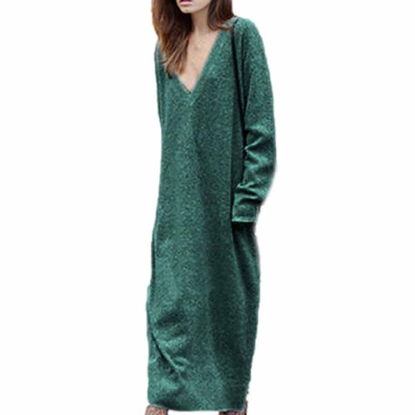 ladies elegant loose casual knitted long dress women spring v-neck long sleeve solid jumper shirt maxi party dresses, Black;gray
ladies elegant loose casual knitted long dress women spring v-neck long sleeve solid jumper shirt maxi party dresses, Black;gray