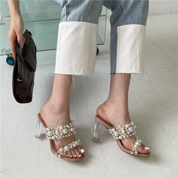 firmranch women's 2021 new fashion transparent vamp inlaid pearls stable thick heel out sandals and slippers, Black
firmranch women's 2021 new fashion transparent vamp inlaid pearls stable thick heel out sandals and slippers, Black