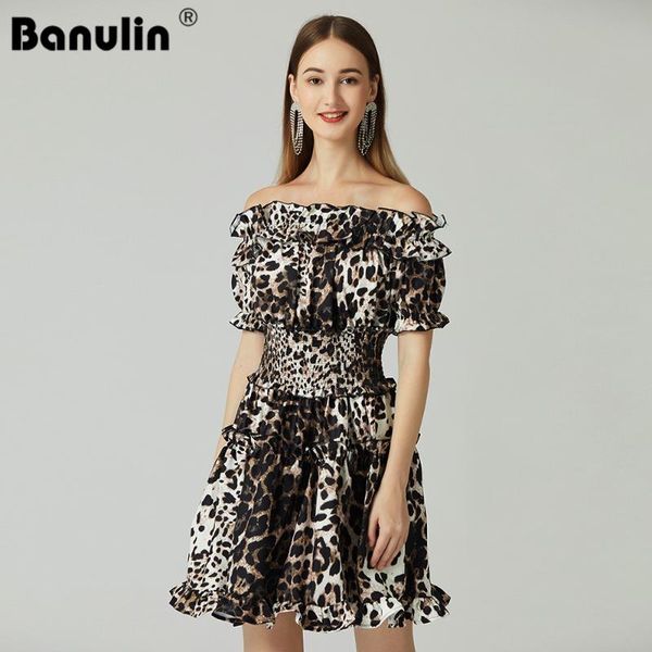 casual dresses summer runway designer leopard print short dress women off shoulder slash neck ruffles elastic waist beach n7420, Black;gray
casual dresses summer runway designer leopard print short dress women off shoulder slash neck ruffles elastic waist beach n7420, Black;gray
