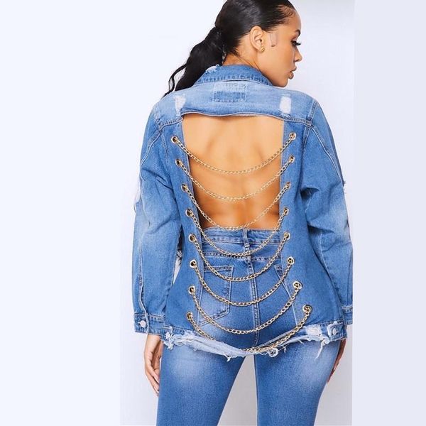 women's jackets autumn winter womens frayed denim jacket with back chain boyfriend wind jean casual long sleeve female coats streetwear, Black;brown
women's jackets autumn winter womens frayed denim jacket with back chain boyfriend wind jean casual long sleeve female coats streetwear, Black;brown