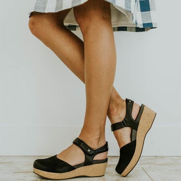 large size wedge 2021 summer outside sandals shoes closed toe women's heels suit female beige sizes on ladies fashion, Black
large size wedge 2021 summer outside sandals shoes closed toe women's heels suit female beige sizes on ladies fashion, Black