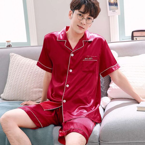 pajamas men's real summer couple korean chiffon ice silk short sleeve two piece suit spring and autumn home wear, Black;brown
pajamas men's real summer couple korean chiffon ice silk short sleeve two piece suit spring and autumn home wear, Black;brown