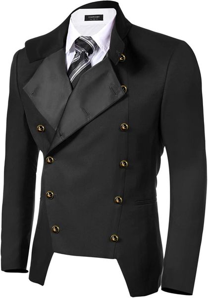 men's suits & blazers blazer lapel double-breasted steampunk jacket retro male denim traje de hombres, White;black
men's suits & blazers blazer lapel double-breasted steampunk jacket retro male denim traje de hombres, White;black