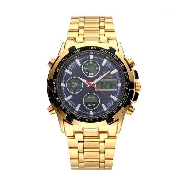 men multi-functional dual display wristwatch fashion alloy band digital waterproof sports watch wristwatches, Slivery;brown
men multi-functional dual display wristwatch fashion alloy band digital waterproof sports watch wristwatches, Slivery;brown