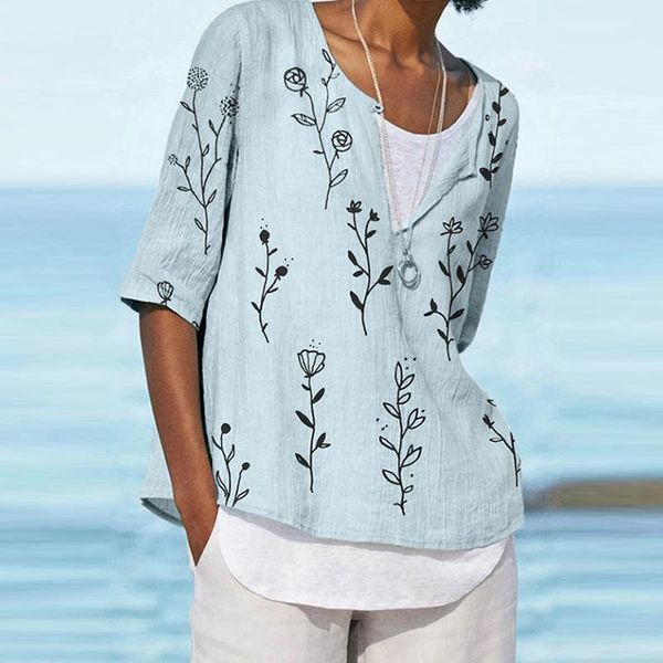 women's blouses & shirts flower printing women shirt 2021 summer elegant casual short sleeve button v-neck blouse ladies fashion loose, White
women's blouses & shirts flower printing women shirt 2021 summer elegant casual short sleeve button v-neck blouse ladies fashion loose, White