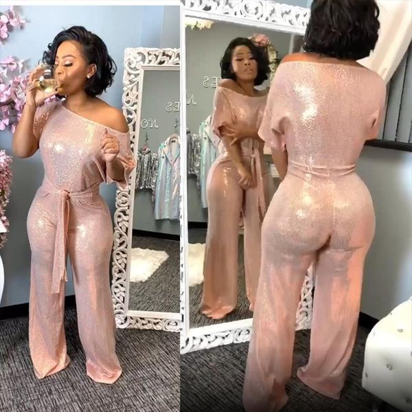 sparkle party women jumpsuits one shoulder short sleeves loose straight long rompers nightclub with sash, Black;white
sparkle party women jumpsuits one shoulder short sleeves loose straight long rompers nightclub with sash, Black;white