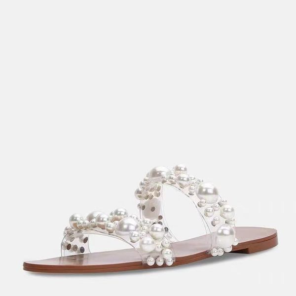 sandals summer style flat open toe pearl non-slip slippers casual all-match, Black
sandals summer style flat open toe pearl non-slip slippers casual all-match, Black