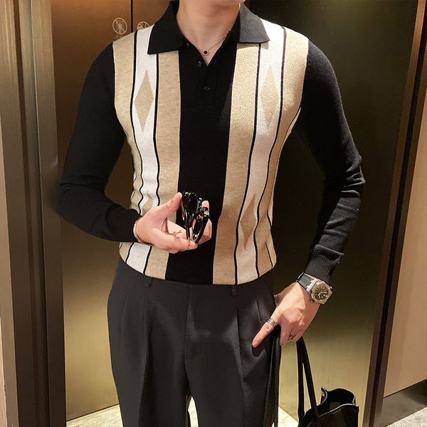 Preto/verde New Coreano Magro Ajuste Masculino Malha Listrado Blusas Moda Turn Down Collar Pullovers Casuais Puxar Streetwea VF65, White;black
Preto/verde New Coreano Magro Ajuste Masculino Malha Listrado Blusas Moda Turn Down Collar Pullovers Casuais Puxar Streetwea VF65, White;black