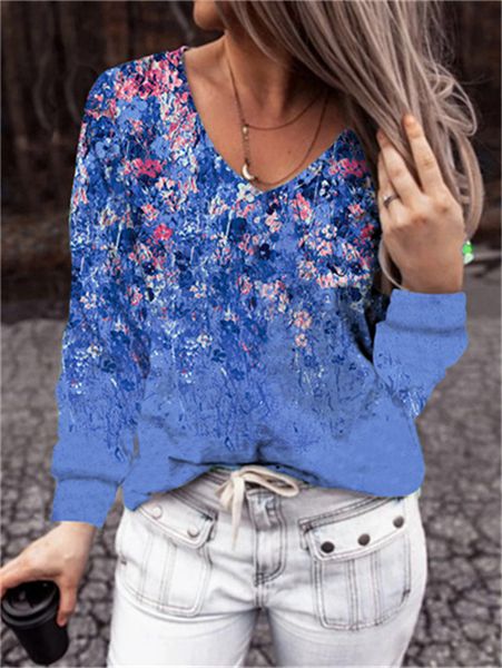 ladies loose long-sleeved t-shirt v-neck sweatshirt floral print casual lady bottoming shirt autumn 654, White
ladies loose long-sleeved t-shirt v-neck sweatshirt floral print casual lady bottoming shirt autumn 654, White