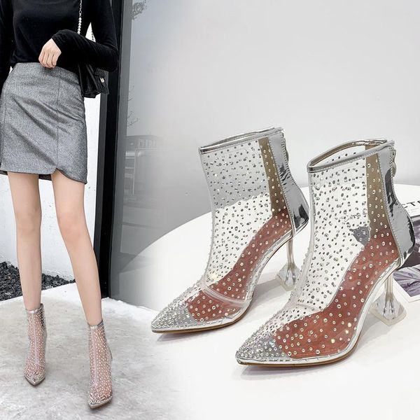 boots 2021 transparent women's zipper thin heels pointed toe platform for ladies rhinestone footwear shoes, Black
boots 2021 transparent women's zipper thin heels pointed toe platform for ladies rhinestone footwear shoes, Black