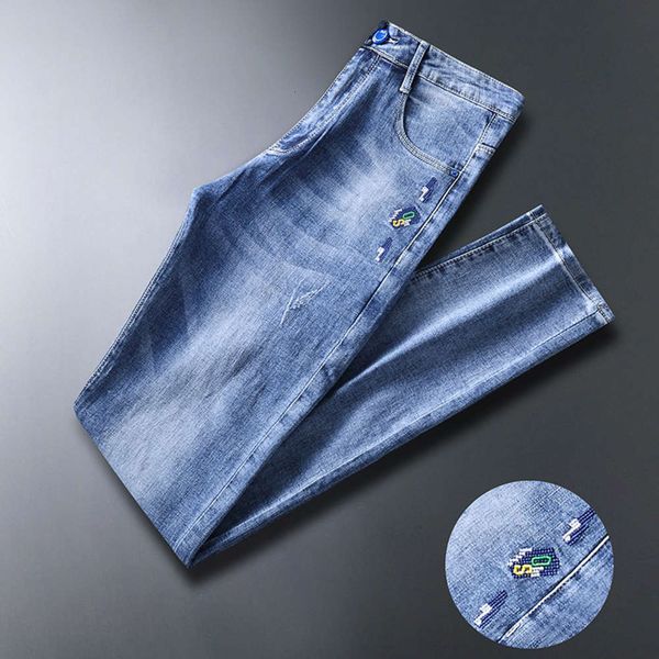 jeans men's slim embroidery solid jean youth autumn and winter light blue wash water waist straight elastic leg pants
jeans men's slim embroidery solid jean youth autumn and winter light blue wash water waist straight elastic leg pants
