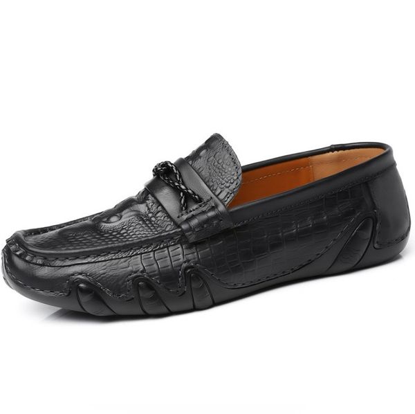 men loafers shoes fashion comfy classic boat mens leather driving footwear design shoe, Black