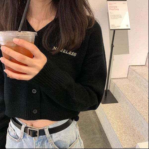3 colors korean style women spring autumn v neck short sweater coat female outwear long sleeve knitted x1114, White;black
3 colors korean style women spring autumn v neck short sweater coat female outwear long sleeve knitted x1114, White;black