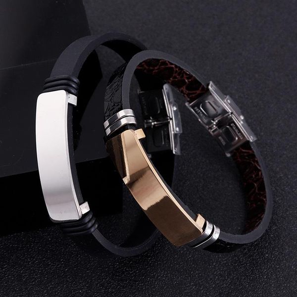 charm bracelets fashion stainless steel men bracelet pattern leather wrapping punk rock bangles man jewelry gift, Golden;silver
charm bracelets fashion stainless steel men bracelet pattern leather wrapping punk rock bangles man jewelry gift, Golden;silver