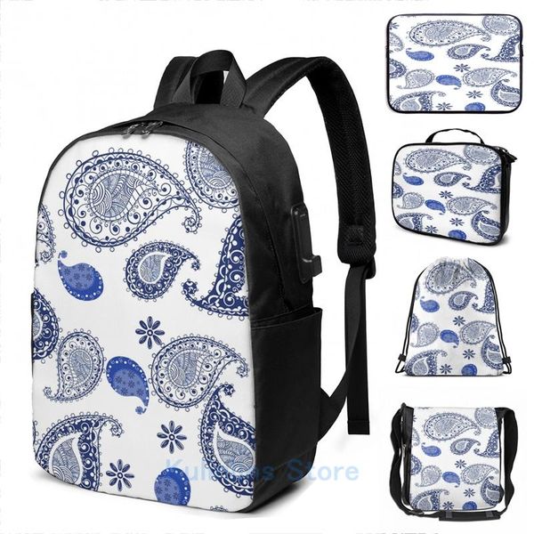 backpack funny graphic print paisley indigo blue willow boho pattern usb charge men school bags women bag travel laptop
backpack funny graphic print paisley indigo blue willow boho pattern usb charge men school bags women bag travel laptop