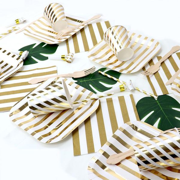disposable dinnerware gold stripe party paper plates cups straw wedding birthday decor girl boy baby shower blue tableware supplies
disposable dinnerware gold stripe party paper plates cups straw wedding birthday decor girl boy baby shower blue tableware supplies