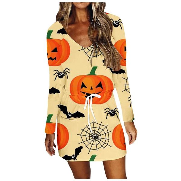 casual dresses halloween women's dress striped v-neck pumpkin printed long sleeve high waist mini length princess mujer, Black;gray
casual dresses halloween women's dress striped v-neck pumpkin printed long sleeve high waist mini length princess mujer, Black;gray