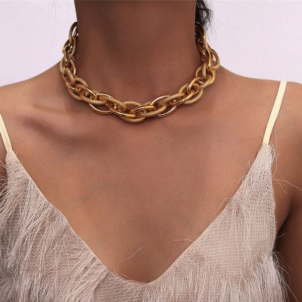 new high-quality punk hip-hop creative fashion personality neutral single-layer metal frosted thick chain gold chunky thick chain necklace, Silver
new high-quality punk hip-hop creative fashion personality neutral single-layer metal frosted thick chain gold chunky thick chain necklace, Silver