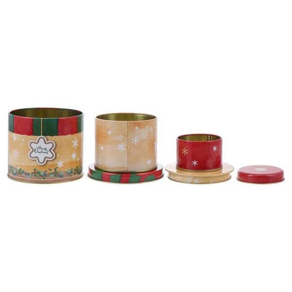 gift wrap 1pc christmas tinplate jar candy box three layers