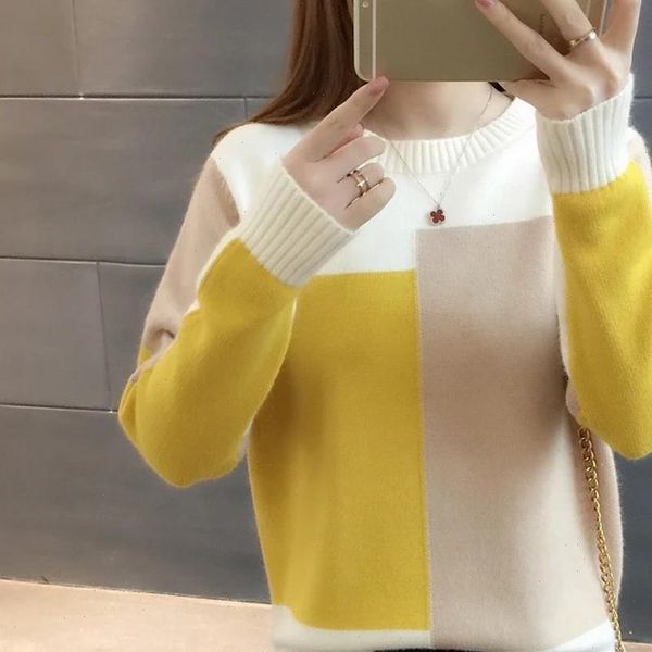 gumprun fall winter women knitted crewneck sweater fashion 2021 casual sweaters long sleeve loose elasticity splice pullover top, White;black
gumprun fall winter women knitted crewneck sweater fashion 2021 casual sweaters long sleeve loose elasticity splice pullover top, White;black