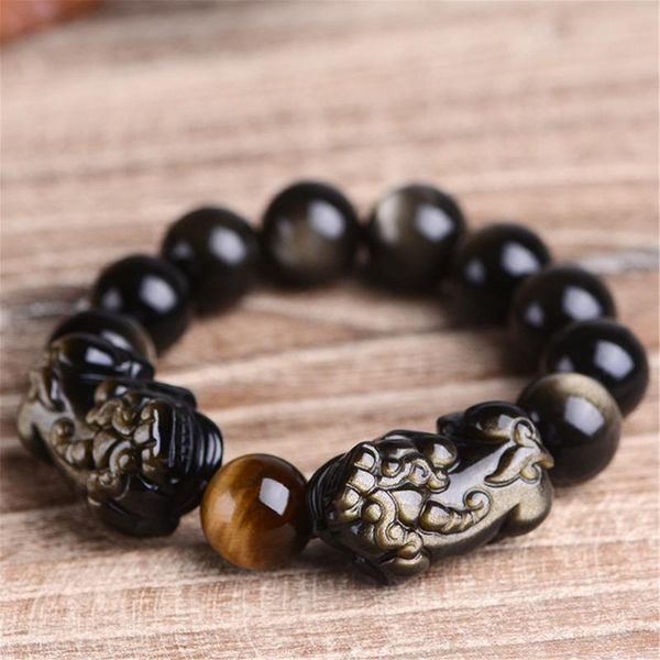 beaded, strands tiger eye obsidian gemstone bracelet natural gold obsidians for men and women chinese style retro vintage double pixiu charm, Black
beaded, strands tiger eye obsidian gemstone bracelet natural gold obsidians for men and women chinese style retro vintage double pixiu charm, Black