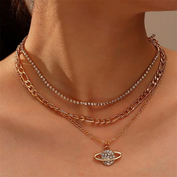 pendant necklaces creative trend inlaid zircon planet necklace personality simple multi-layered party jewelry accessories female, Silver
pendant necklaces creative trend inlaid zircon planet necklace personality simple multi-layered party jewelry accessories female, Silver