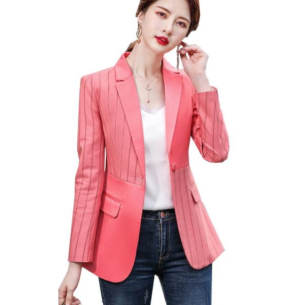 women's suits & blazers green pink black stripe blazer women spring autumn 2021 slim temperament casual long sleeve jacket office ladie, White;black
women's suits & blazers green pink black stripe blazer women spring autumn 2021 slim temperament casual long sleeve jacket office ladie, White;black