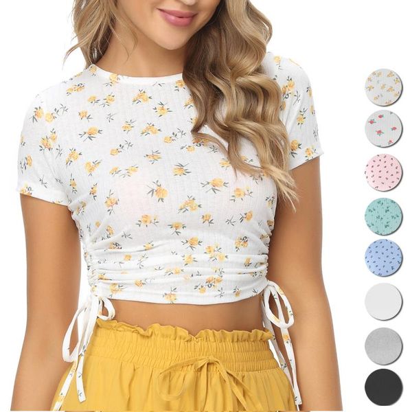 women's t-shirt 2021 ribbed tank women summer white shirts short sleeve side drawstring casual fashion shirt
women's t-shirt 2021 ribbed tank women summer white shirts short sleeve side drawstring casual fashion shirt